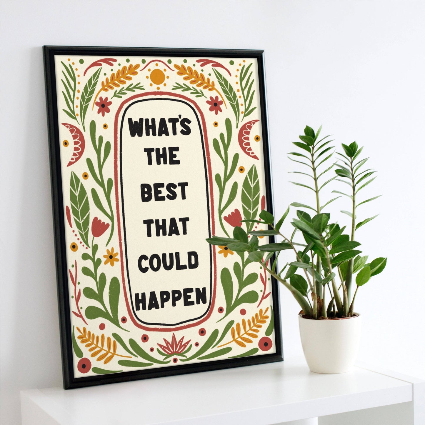 Unframed "What's the best that could happen" Hand Drawn Art print/poster: A4