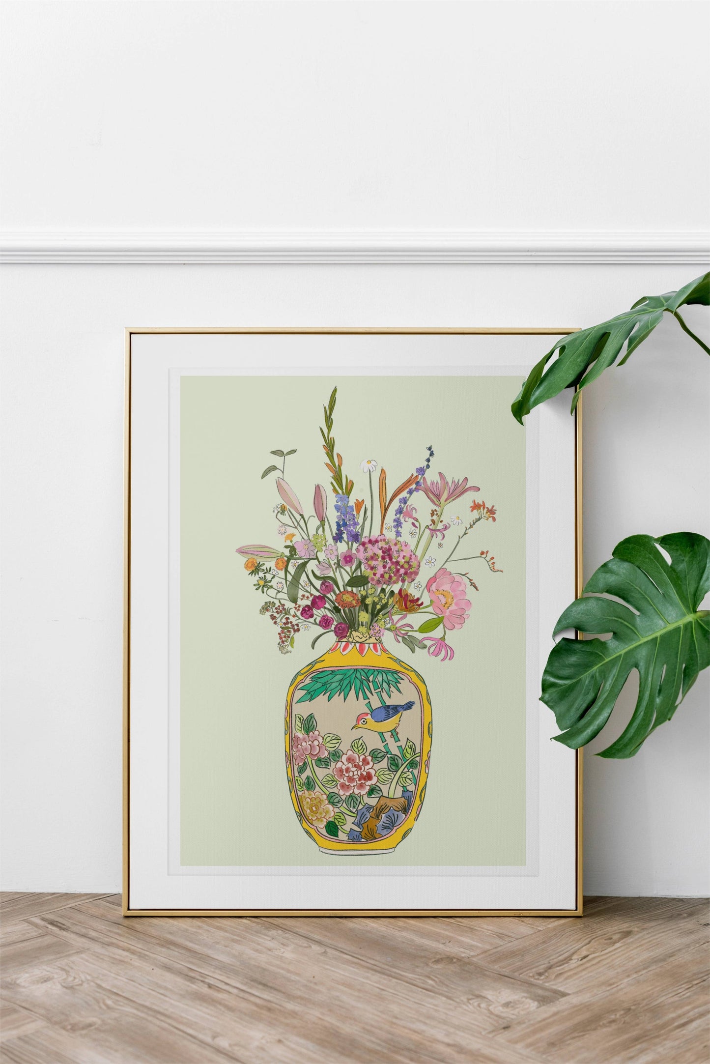 Antique Snuff Bottle and Wild flowers Unframed Art Print/Poster: A4
