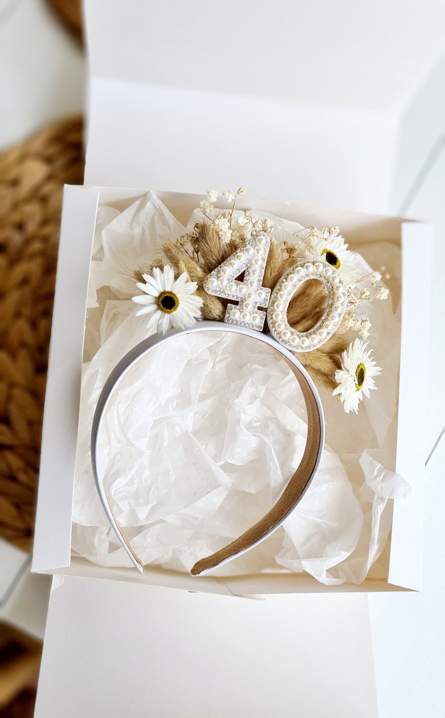 40th Birthday Flower Crown Headband