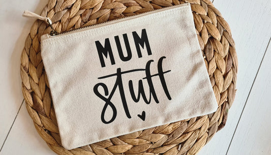 Cream Mum Stuff Canvas Pouch