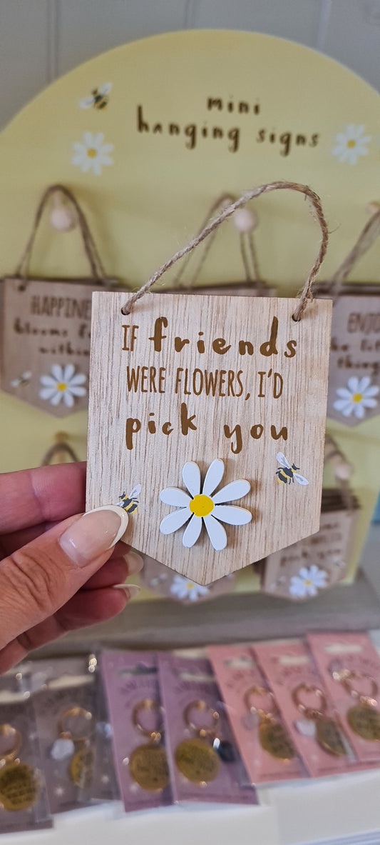 Mini Wooden Hanging Sign, if friends Were Flowers