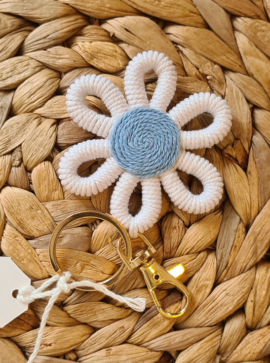 White Flower Keyring