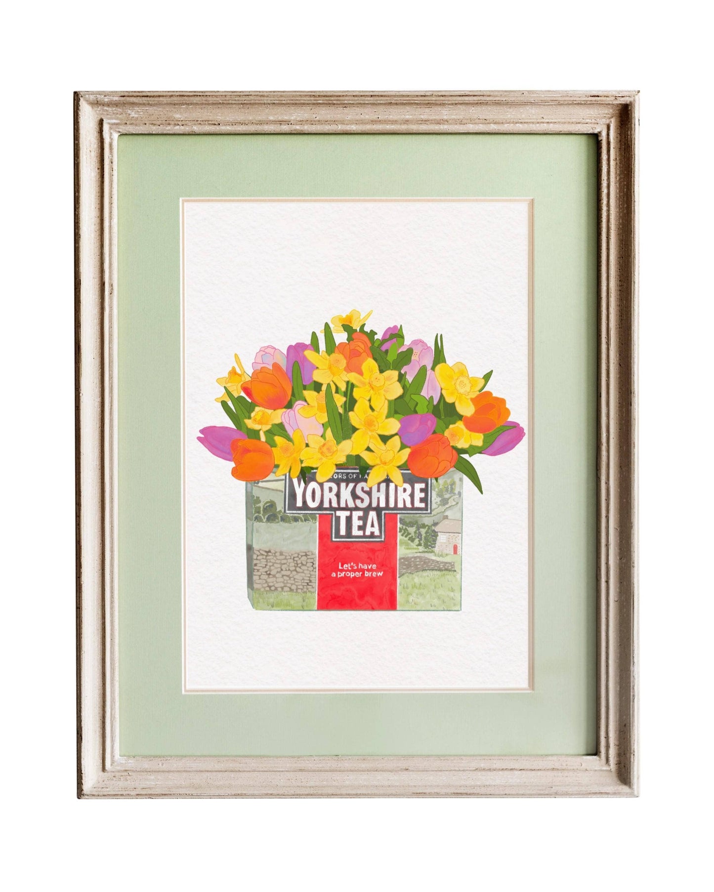 Yorkshire Tea, Tulips and Daffodils Kitchen Art Print/Poster: A4