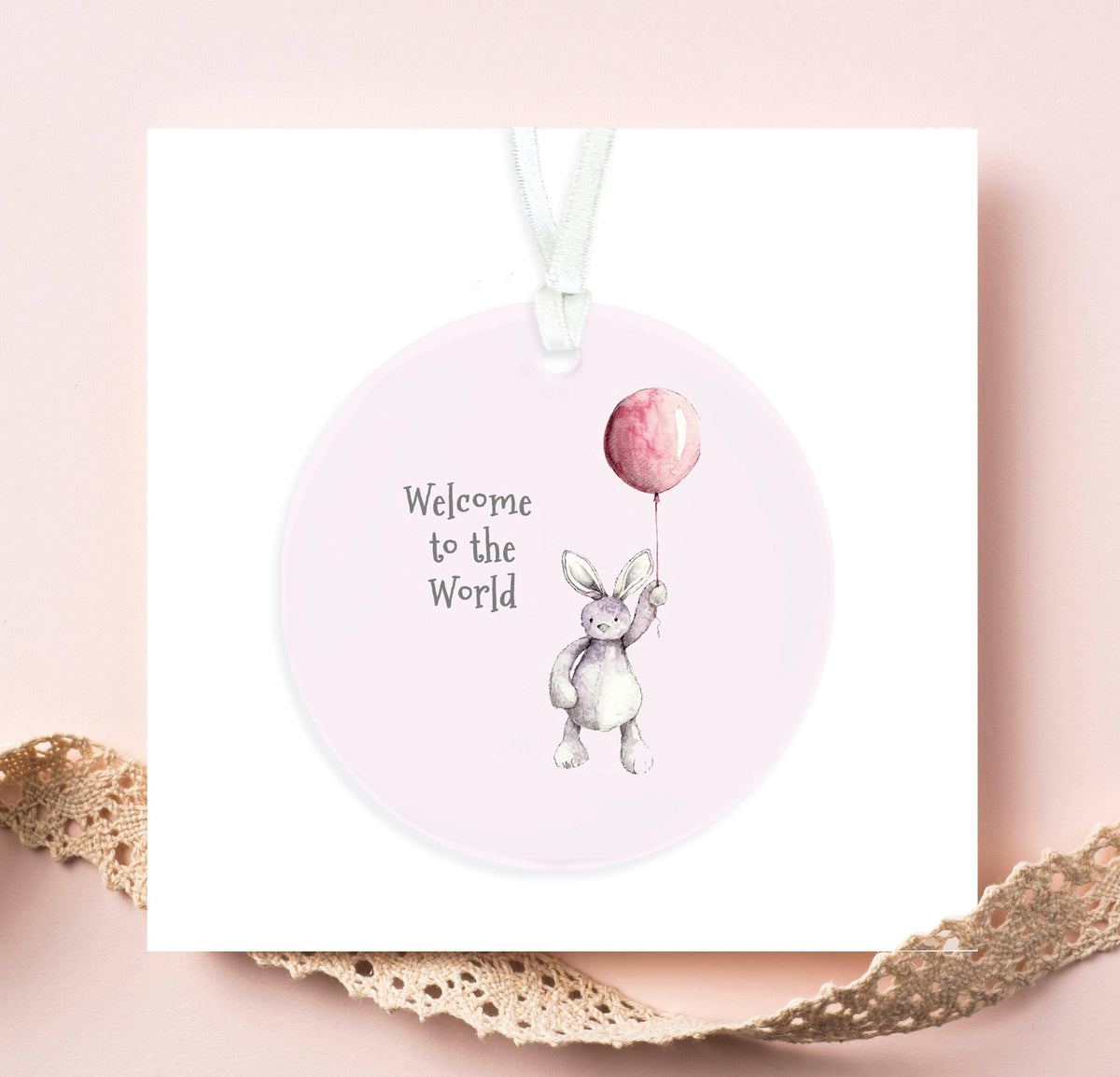 Ceramic Keepsake Decoration – Baby Girl Gift with Luxury Greeting Card & Hanging Ornament