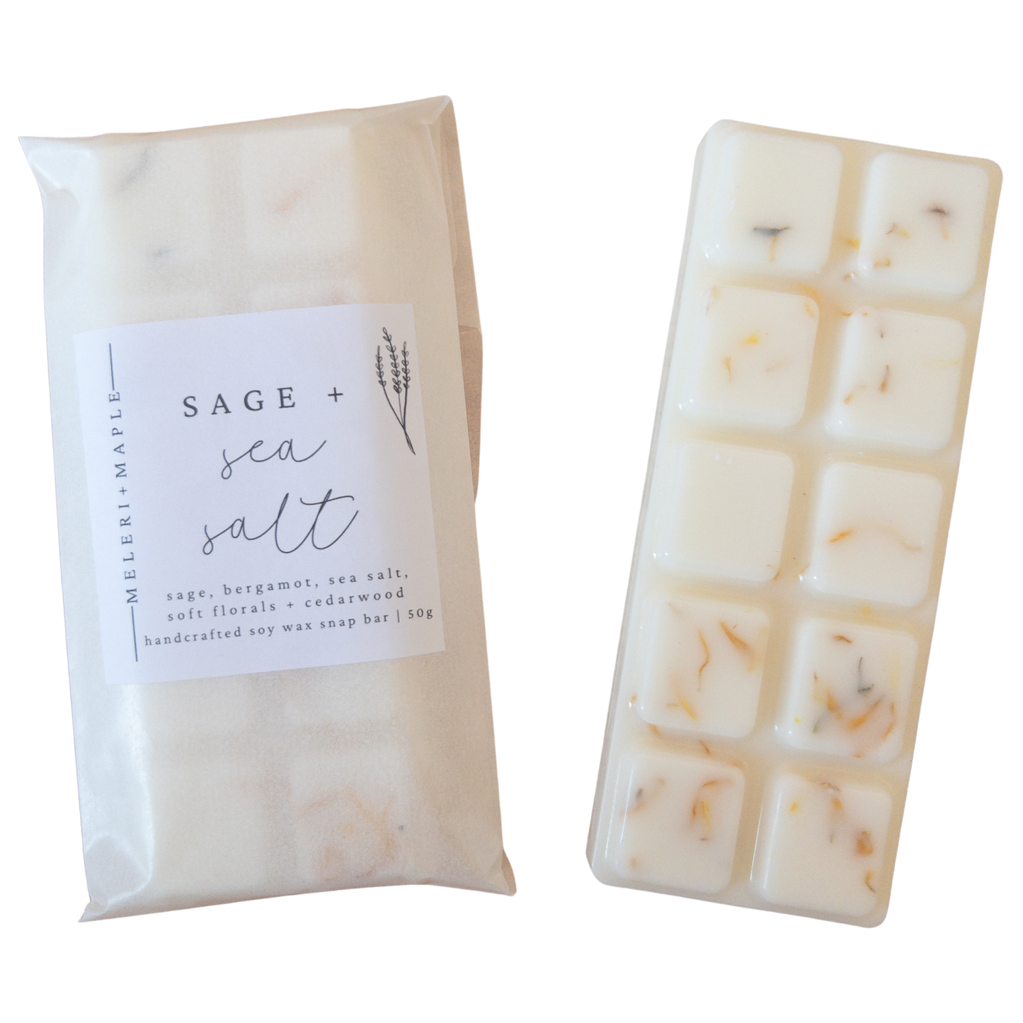 Sage + Sea Salt Scented Snap Bar Wax Melt