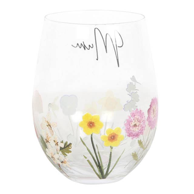 Mum Wildflower Mother's Day Stemless Wine Glass