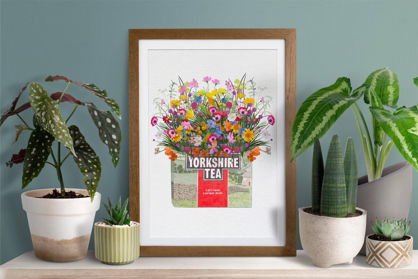 Yorkshire Tea And Wild Flowers Print: A4