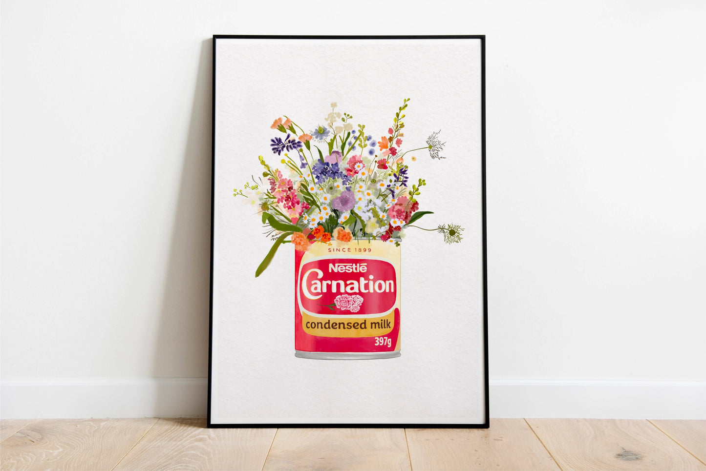 Condensed Milk With Wild Flowers Art Print: A4