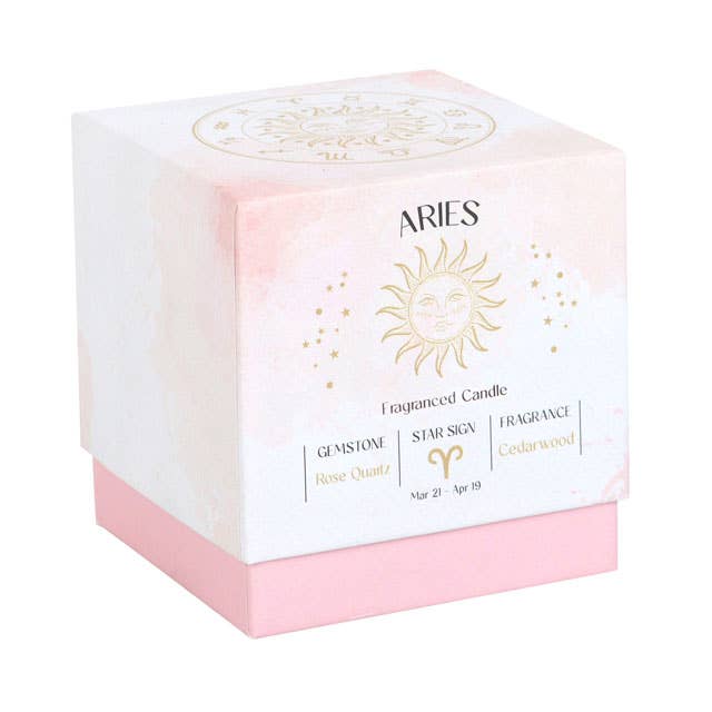 Aries Cedarwood Zodiac Crystal Candle