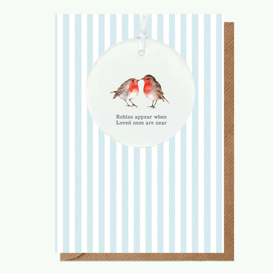 Ceramic Keepsake Decoration – Luxury Greeting Card Set With Satin Ribbon Detail
