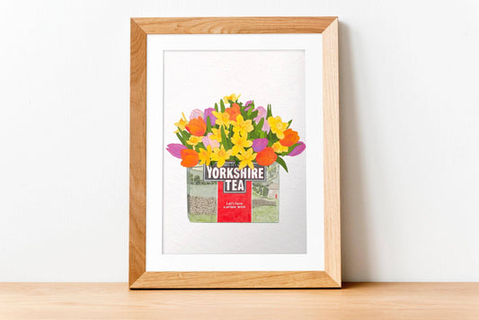 Yorkshire Tea, Tulips and Daffodils Kitchen Art Print/Poster: A4