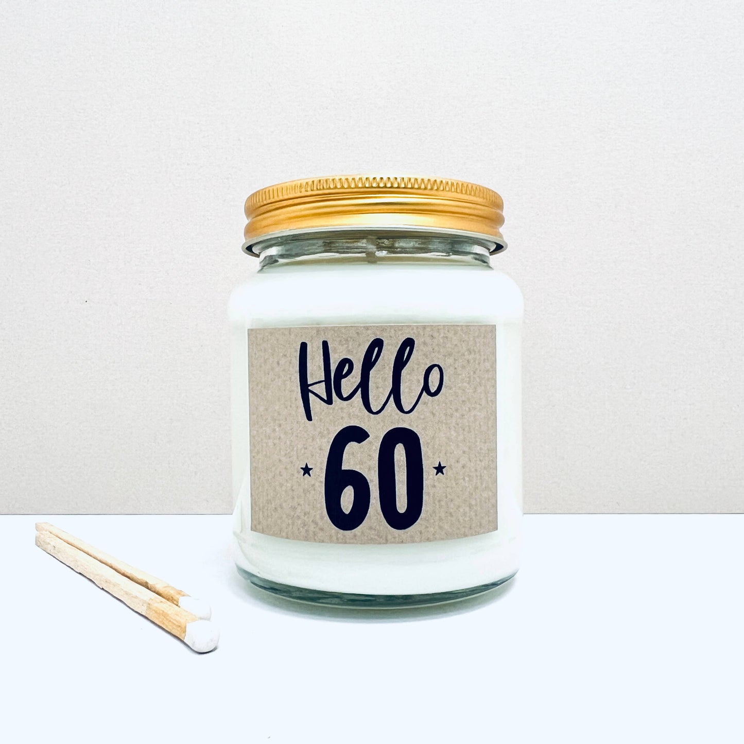 60 Milestone birthday age handmade soy scented candle: Coconut Milk and Sea Salt