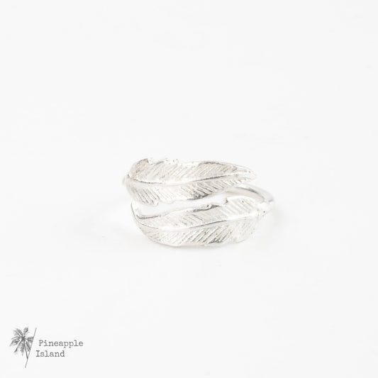 Bocca Feather Ring, Adjustable Ring,  by Pineapple Island: Silver