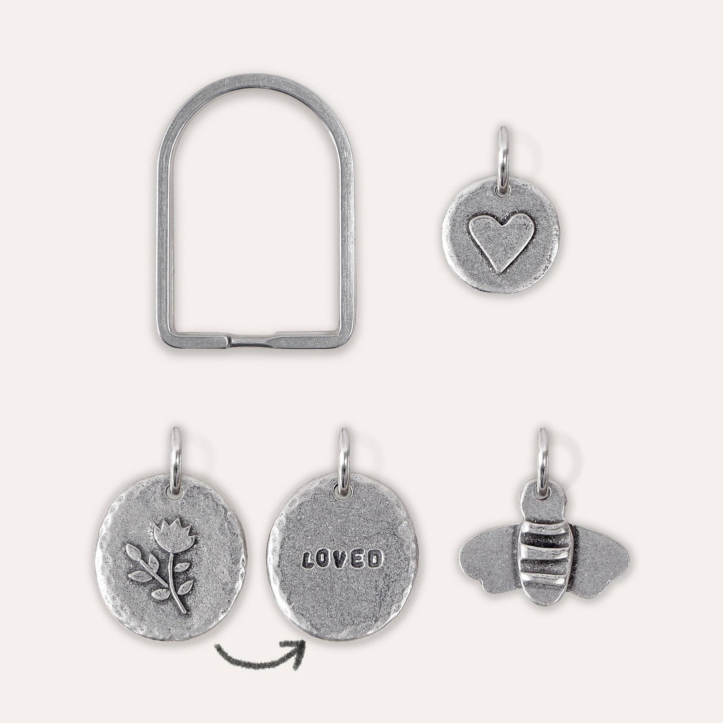 Mini 'Loved' Charms Keyring