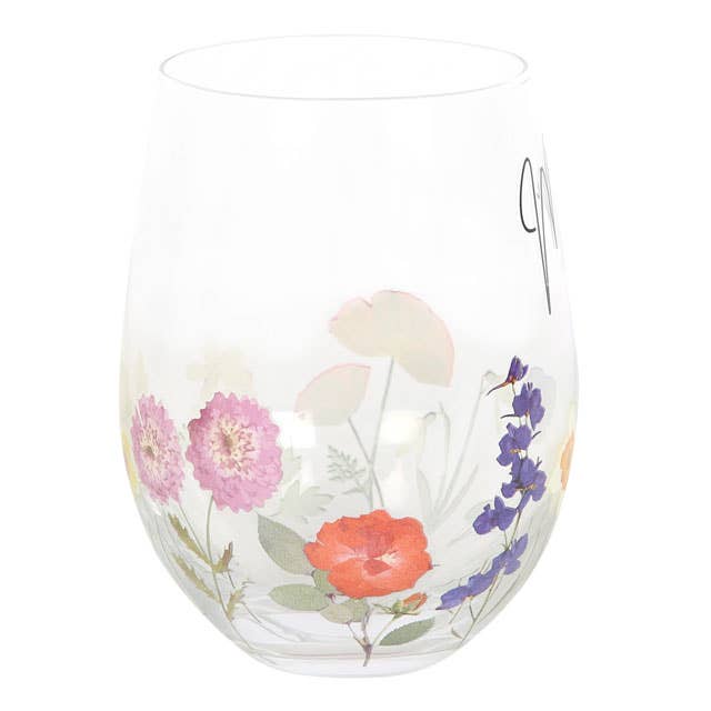 Mum Wildflower Mother's Day Stemless Wine Glass