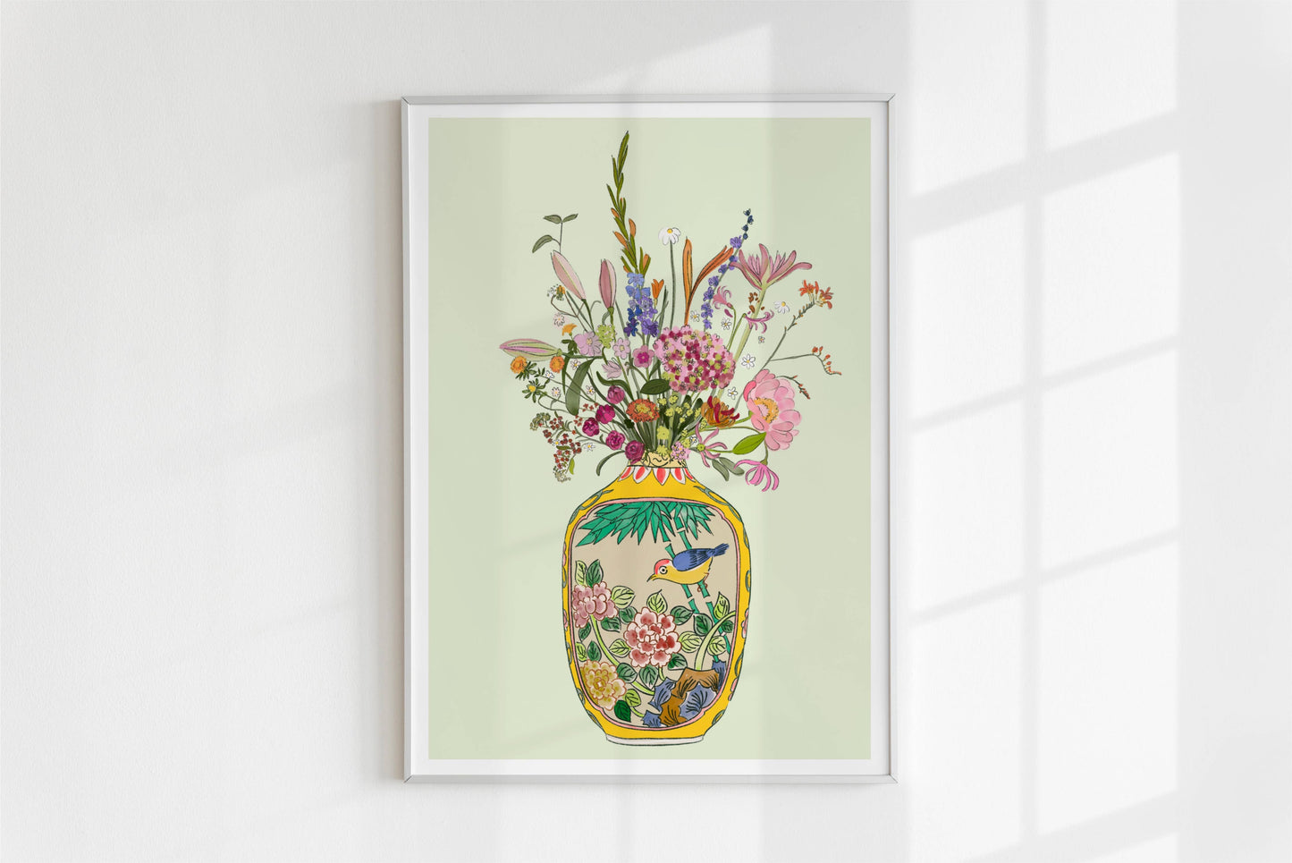 Antique Snuff Bottle and Wild flowers Unframed Art Print/Poster: A4