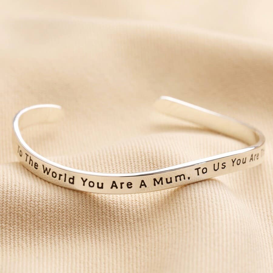 Adjustable Organic Meaningful Bangle Mum Silver