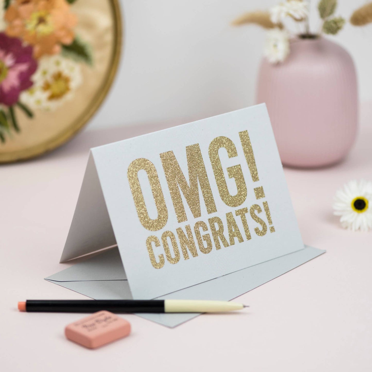 'OMG! Congrats!' Card with Biodegradable Glitter