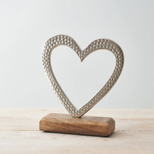 Hammered Heart on Block, 17cm
