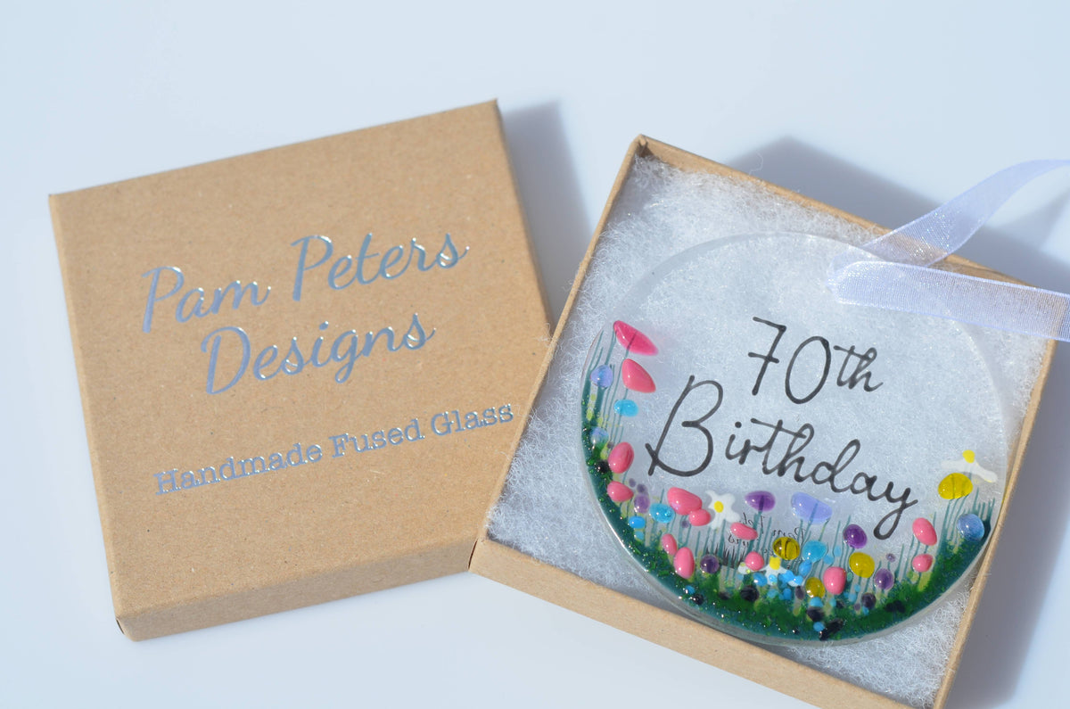 Milestone Birthday Handmade Fused Glass Hanging Decoration '30th Birthday'