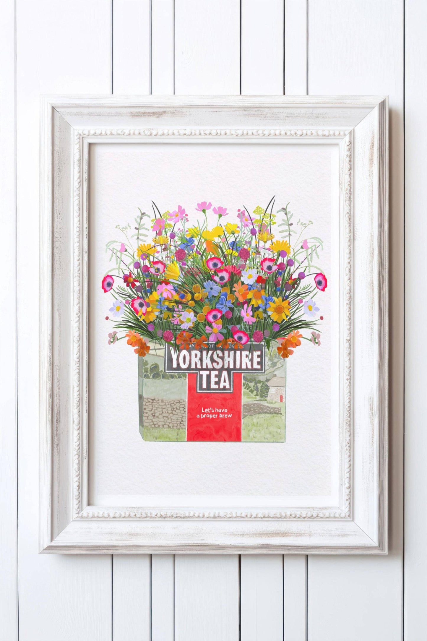 Yorkshire Tea And Wild Flowers Print: A4