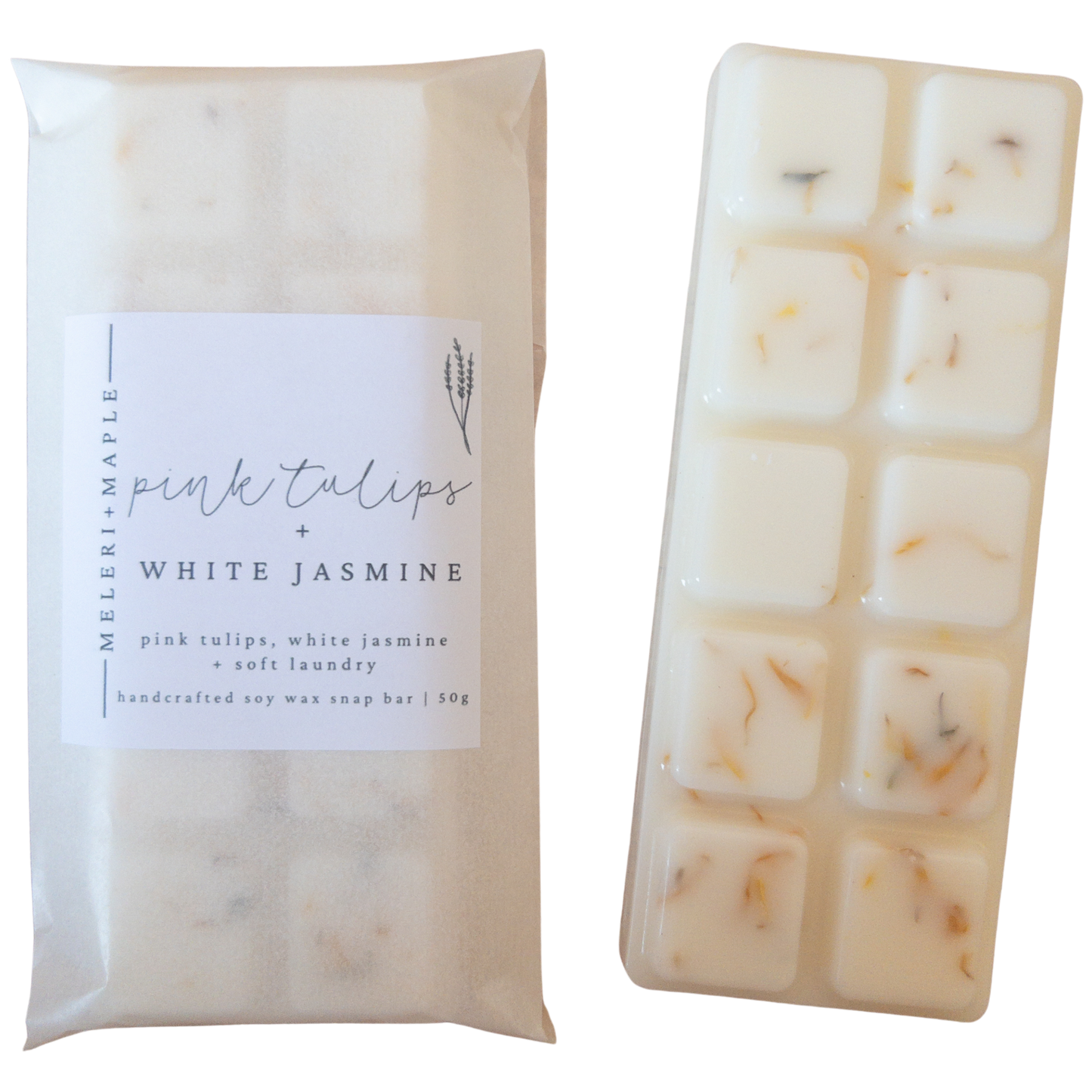 Pink Tulip & White Jasmine Scented Snap Bar Wax Melt