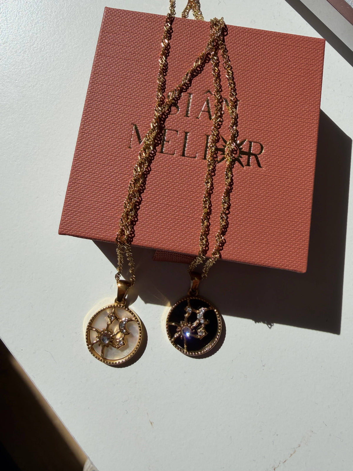 Celestial disc necklace : White