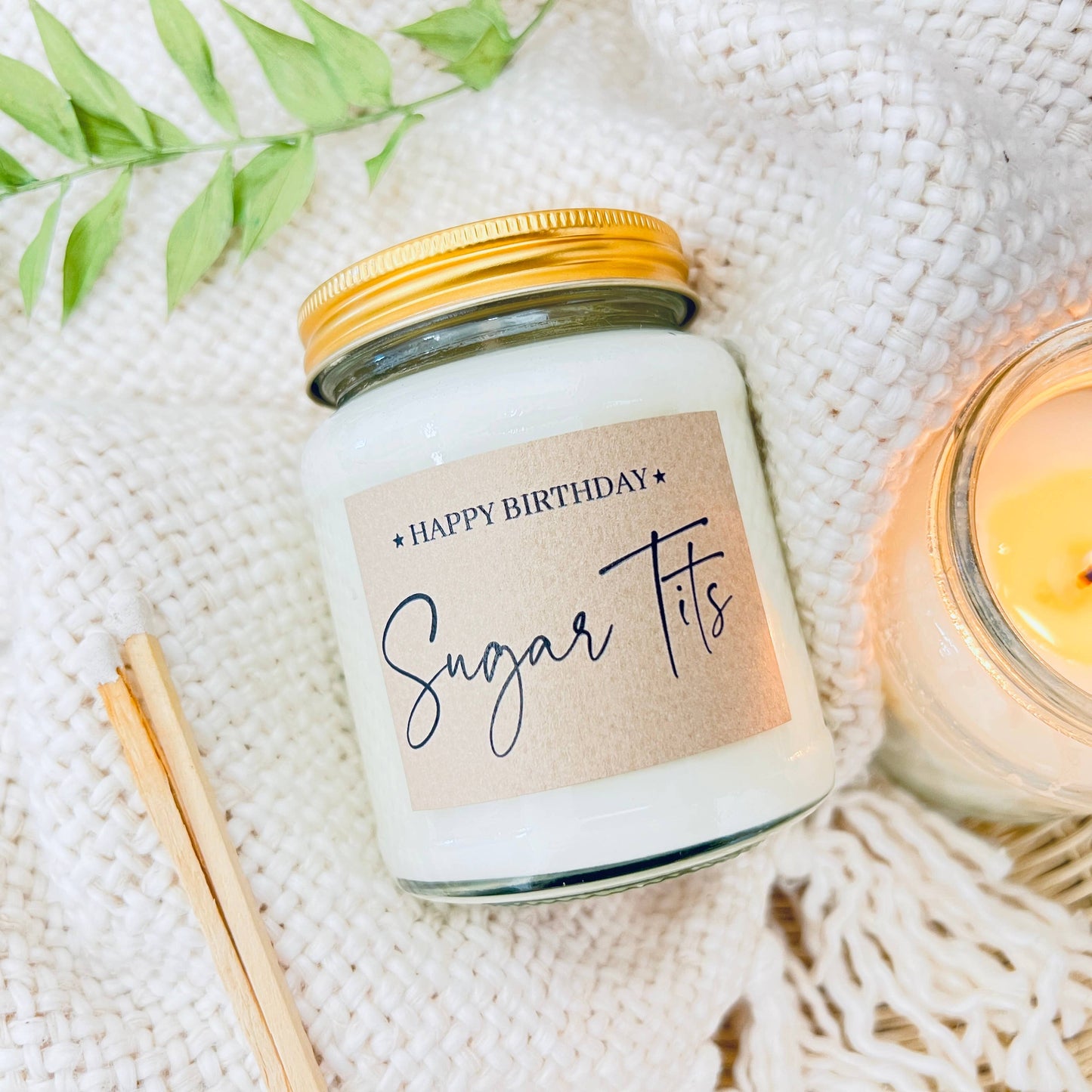 Happy birthday sugar tits handmade soy scented candle : Coconut Milk and Sea Salt