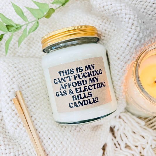 Gas and Electricity bills handmade soy scented candle : Coconut Milk and Sea Salt