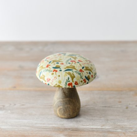 Wooden Woodland Glazed Mushroom 10cm