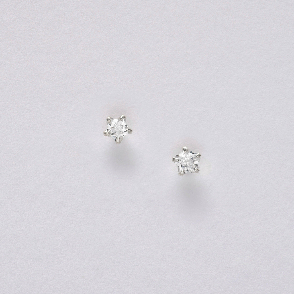 Sterling CZ Silver Studs - Cubic Zirconia Star Stud Earrings – Christmas Gift Boxed Festive Cottage Design: White