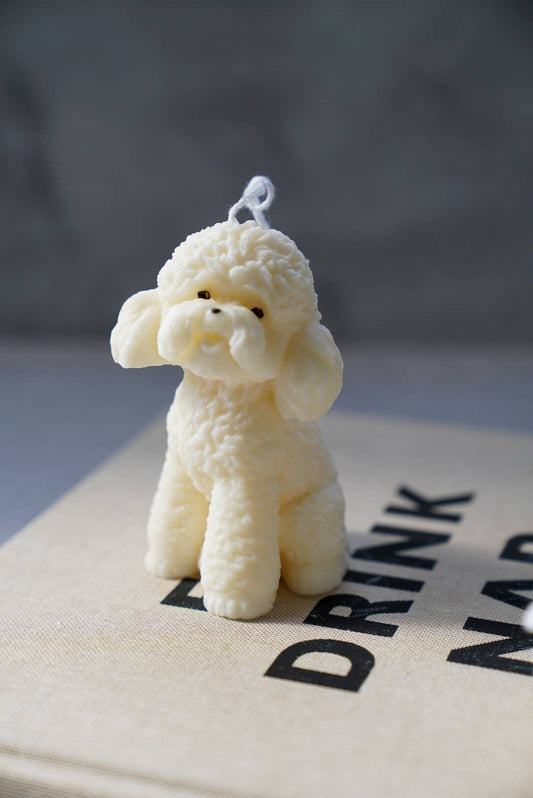 Bichon Candle | Cute Dog Candles | Handmade Soy Wax: Ivory / Sandalwood