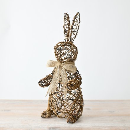 Standing Rattan Bunny Deco 40cm