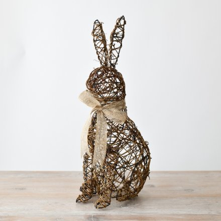 Standing Rattan Bunny Deco 40cm