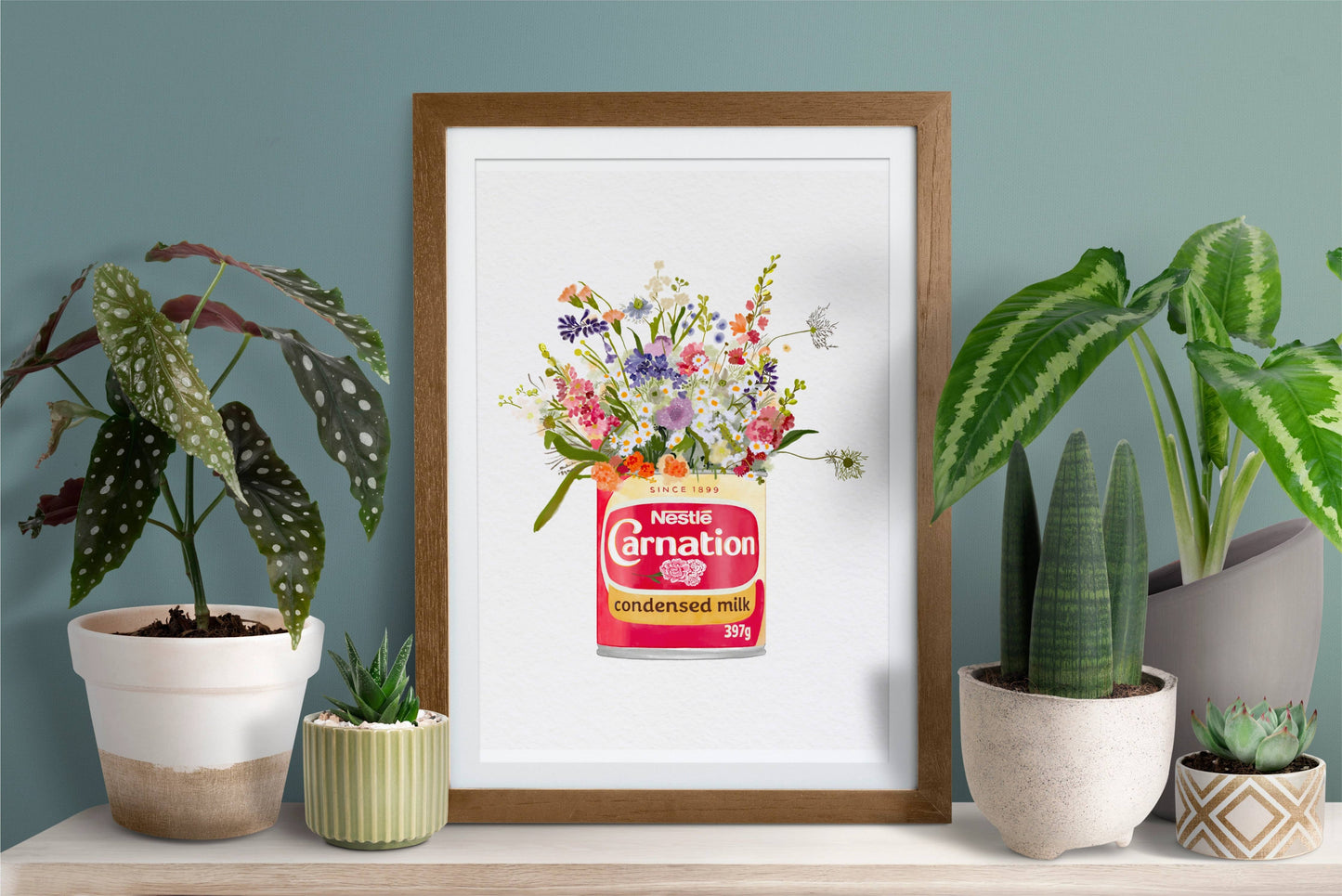 Condensed Milk With Wild Flowers Art Print: A4