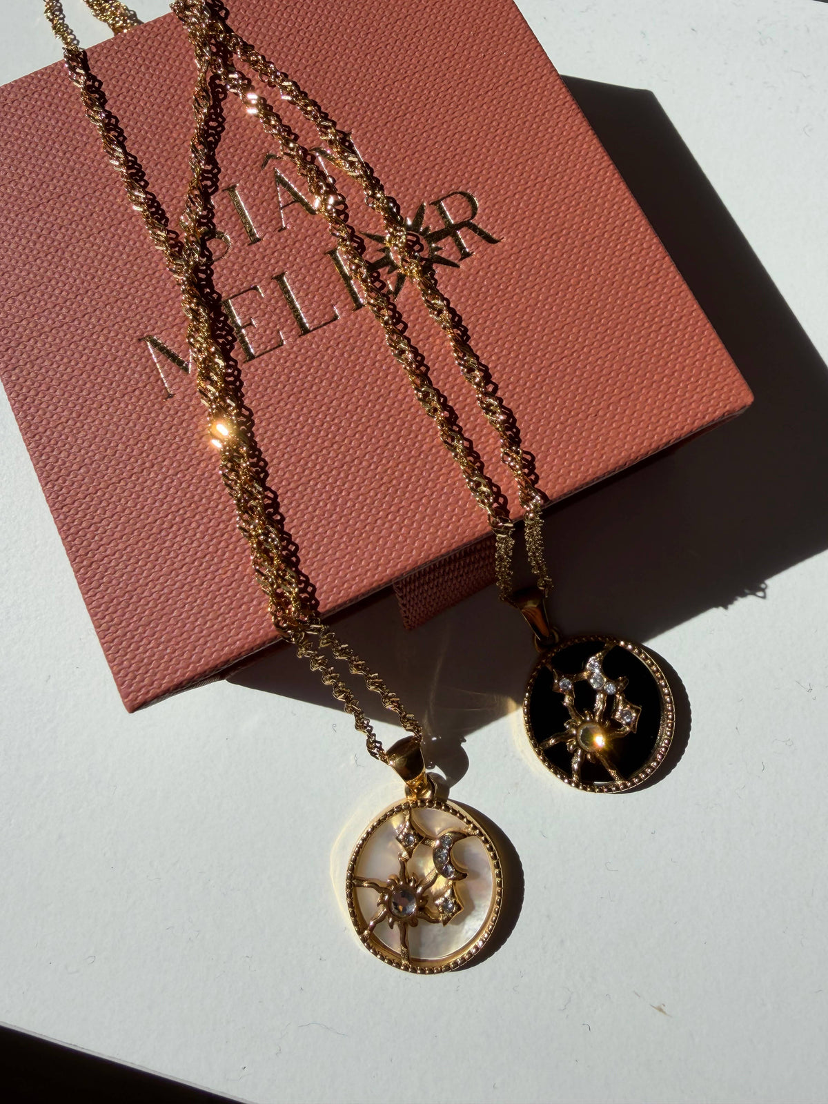 Celestial disc necklace : White