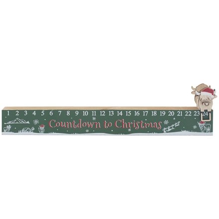 Christmas Highland Cow Countdown, 10cm