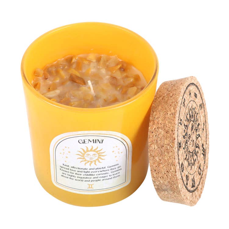 Gemini Lavender & Cedarwood Zodiac Crystal Candle