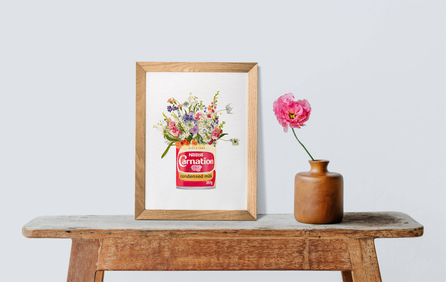 Condensed Milk With Wild Flowers Art Print: A4