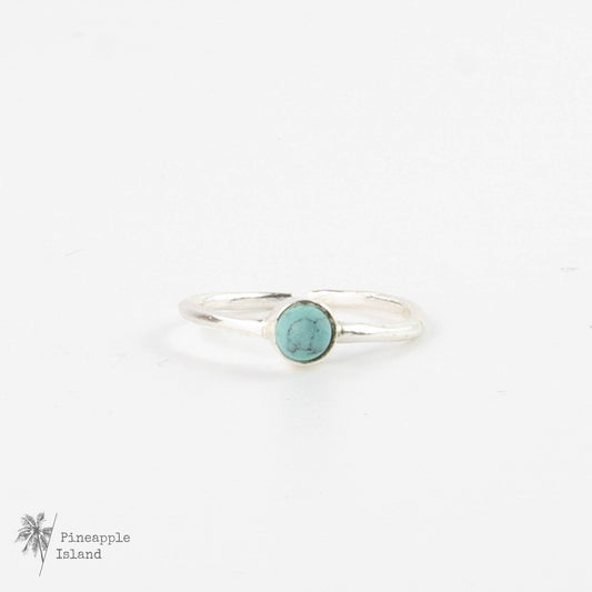 Dainty Aquamarine Stone Ring, by Pineapple Island: Sterling Silver Plated