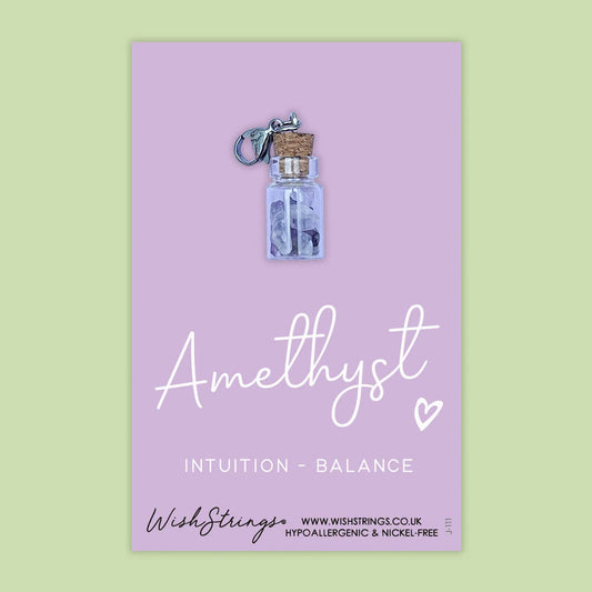 Amethyst - Crystal Gemstone, Wishing Jar, Clip Charm