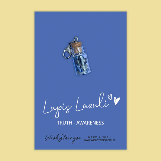 Lapis Lazuli - Crystal Gemstone, Wishing Jar, Clip Charm
