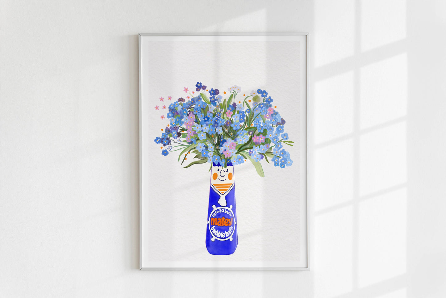 Mr Matey retro 90s bubble bath and flowers Art Print: A4