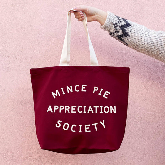 Mince Pie Appreciation Society - Burgundy Canvas Tote Bag