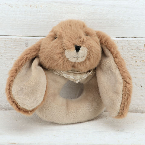 Bunny Baby Rattle Brown & Pop Up Box