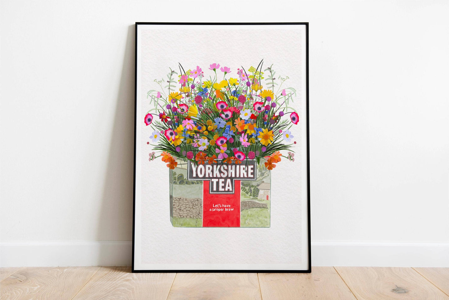 Yorkshire Tea And Wild Flowers Print: A4
