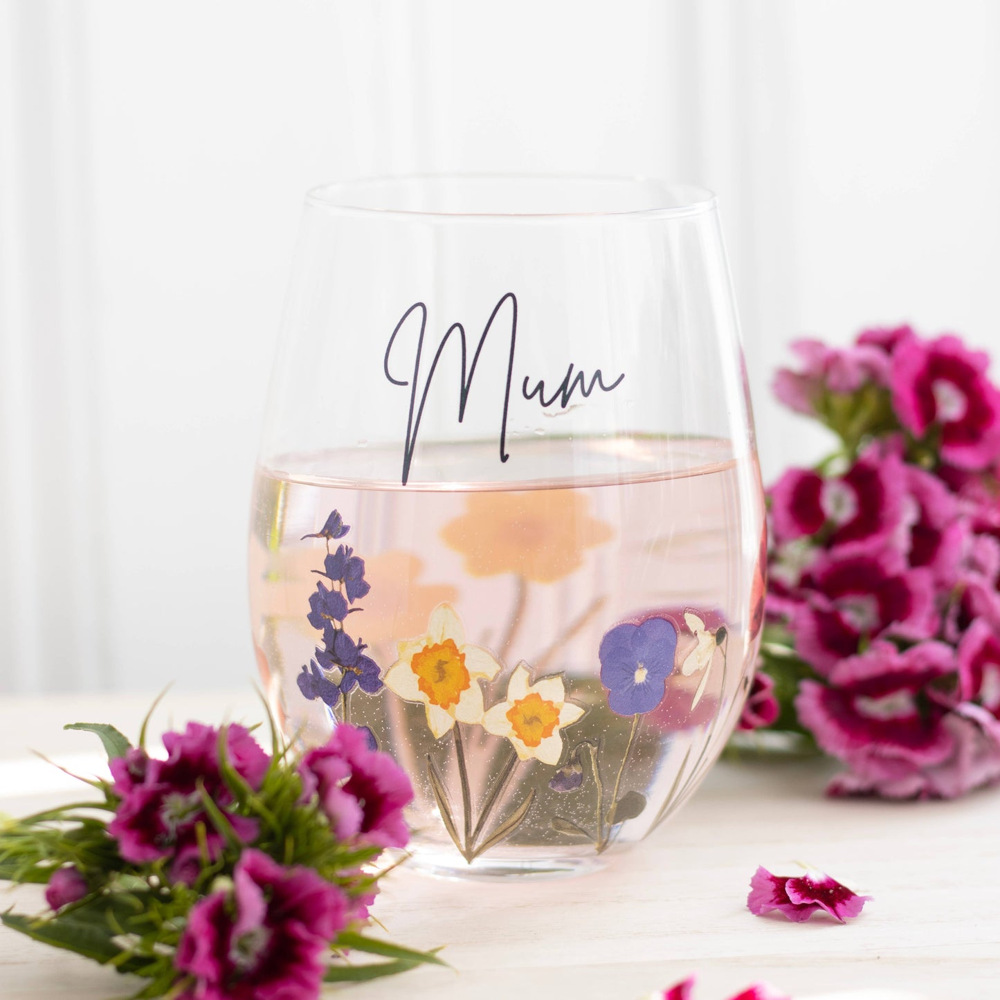 Mum Wildflower Mother's Day Stemless Wine Glass