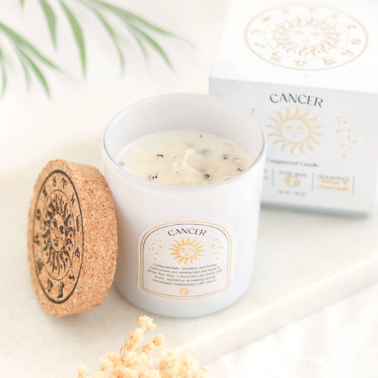 Cancer Orange & Chamomile Zodiac Crystal Candle