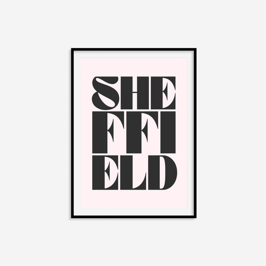 Sheffield Typography Print: Black text/off-white background / A4
