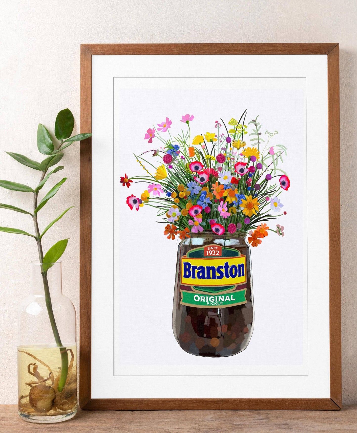 Branston Pickle and wild flowers Kitchen Art Print: A4